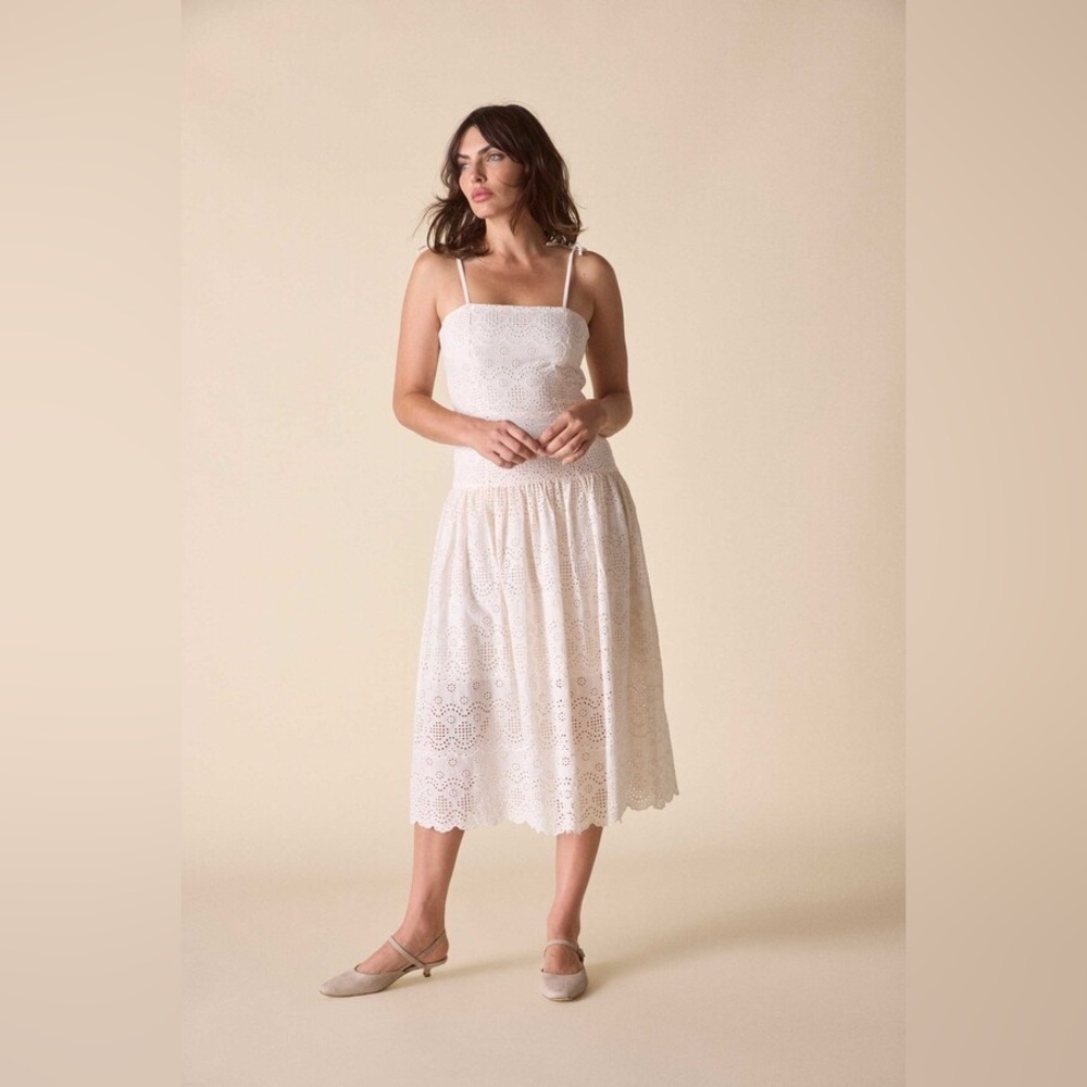 NWT ST. ROCHE Benedict Dress Eyelet Midi Spring Summer Wedding Boho Beachy Sz 8